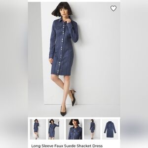 White House Black Market Blue Faux Suede Trench Shaket Dress